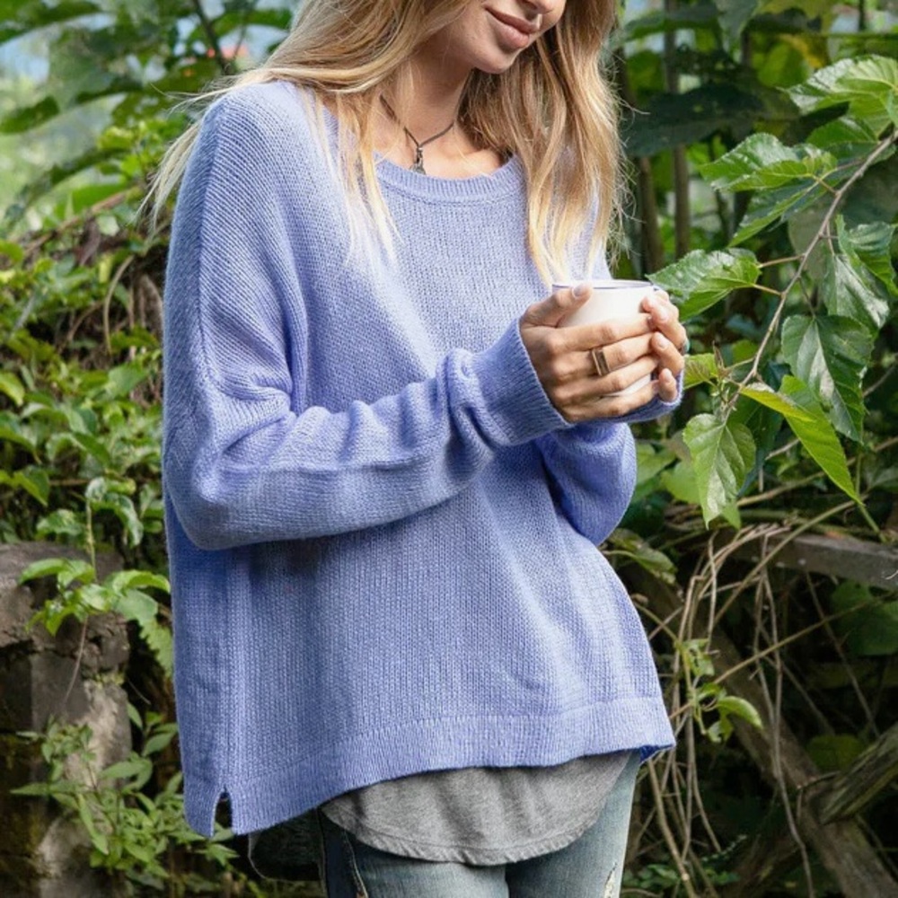 Wooden Ships Marina Slouchy Crew Knit Sweater Blue Gentian‎ XS/S